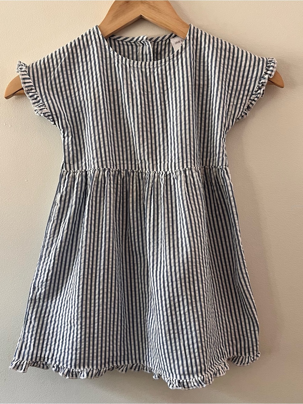 Okie Dokie Striped 100% Cotton Natural Fiber Seersucker Style Girls Dress 4T EUC